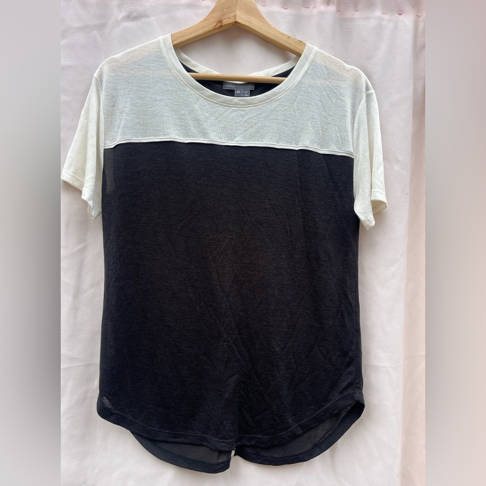 Vince Black and Cream Short Sleeve Tee